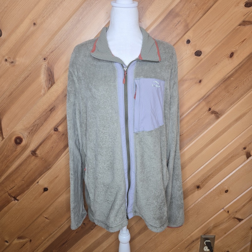 L.L. BEAN Men's XL Green Fleece Full‎ Zip Logo Sweatshirt